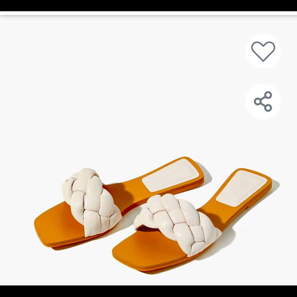 Cream Braided Slip-On Sandals